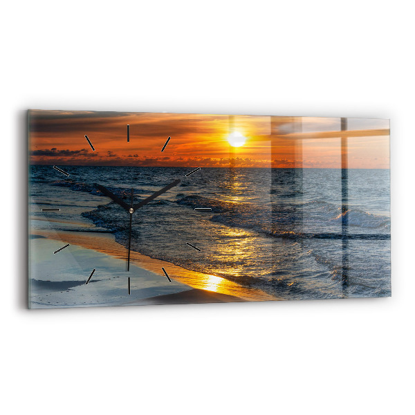 Glass wall clock rectangular Władysławowo Baltic Sea