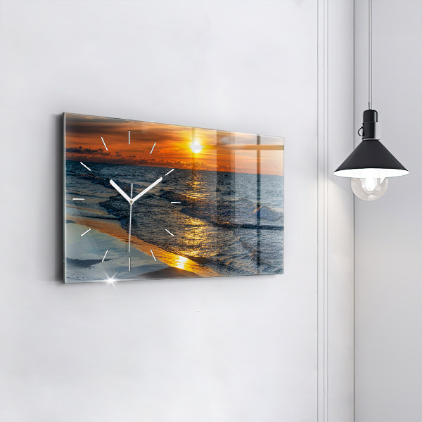 Glass wall clock rectangular Władysławowo Baltic Sea