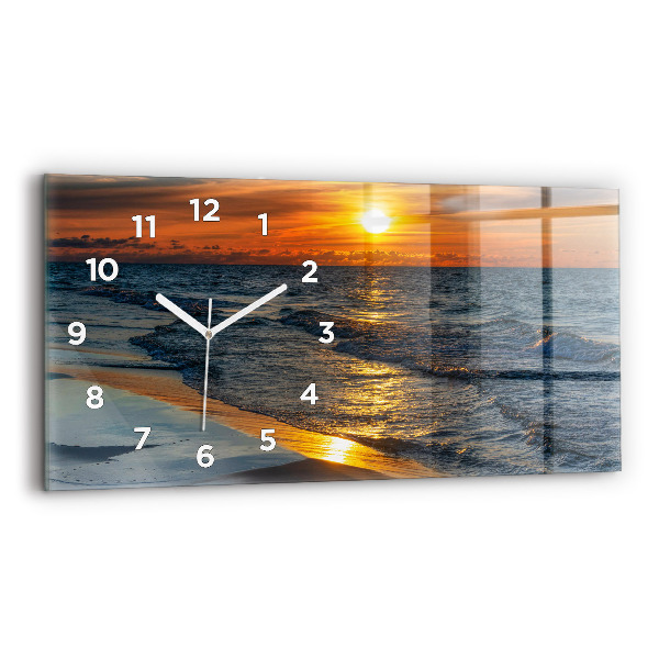 Glass wall clock rectangular Władysławowo Baltic Sea