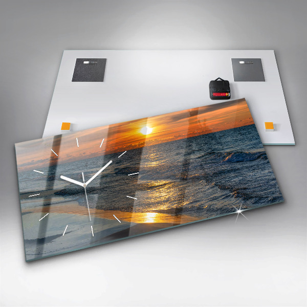 Glass wall clock rectangular Władysławowo Baltic Sea