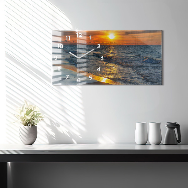 Glass wall clock rectangular Władysławowo Baltic Sea