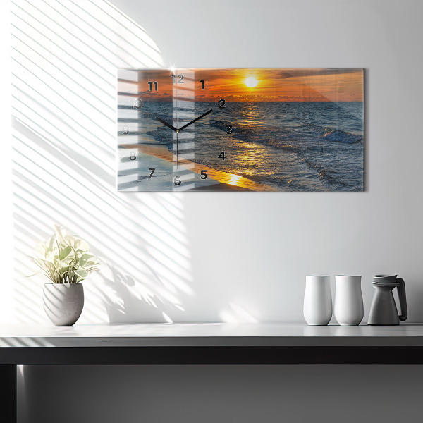 Glass wall clock rectangular Władysławowo Baltic Sea