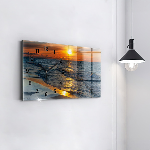 Glass wall clock rectangular Władysławowo Baltic Sea