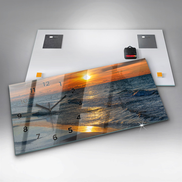 Glass wall clock rectangular Władysławowo Baltic Sea