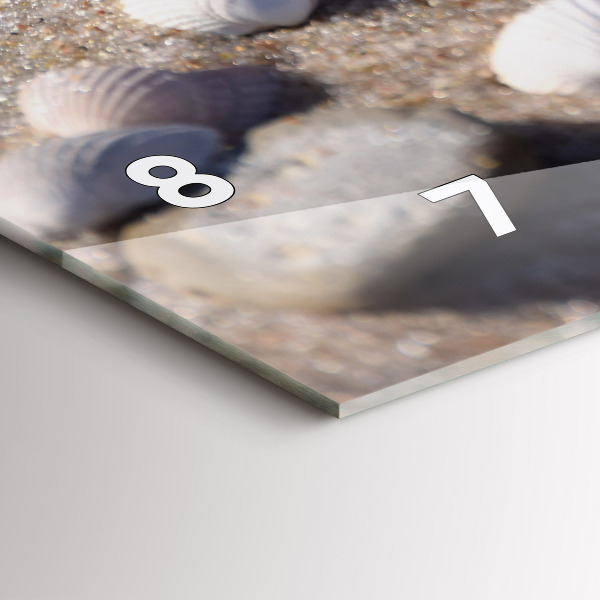 Glass wall clock rectangular Seashells on the beach