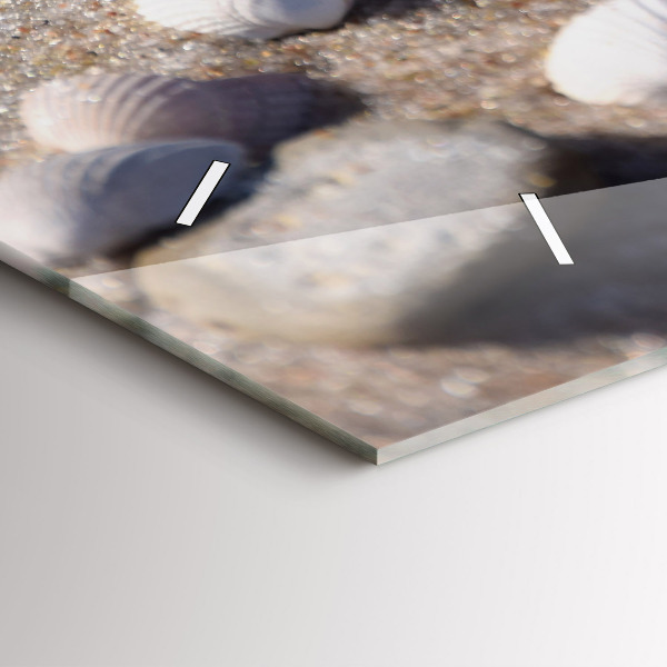 Glass wall clock rectangular Seashells on the beach