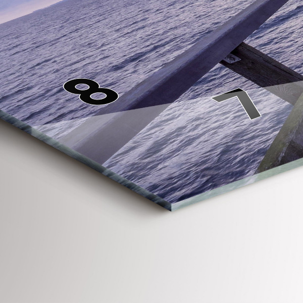 Glass wall clock rectangular Pier on the Baltic Sea