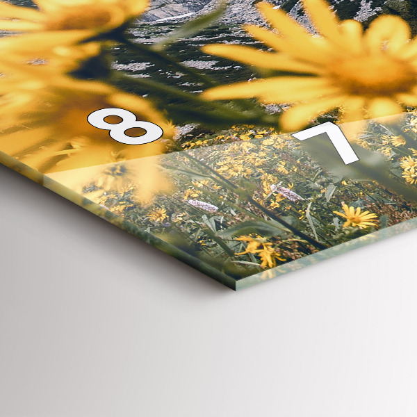 Glass wall clock rectangular Meadow flowers in the mountains