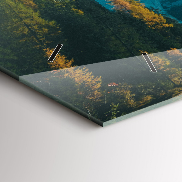 Glass wall clock rectangular Mountain and river in Poland