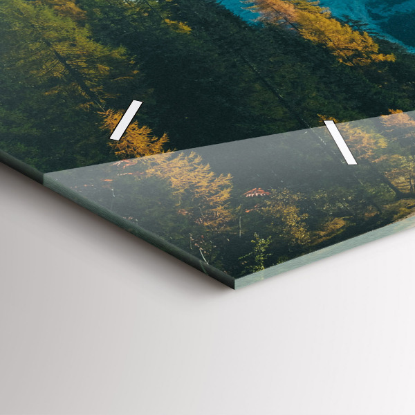 Glass wall clock rectangular Mountain and river in Poland