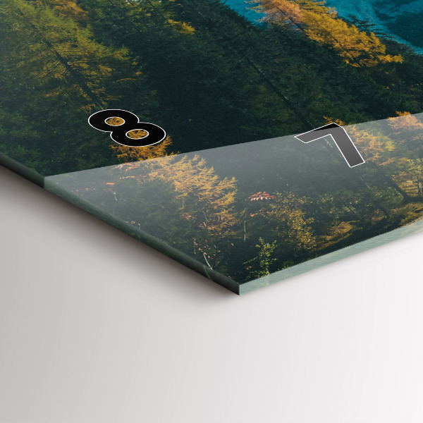 Glass wall clock rectangular Mountain and river in Poland