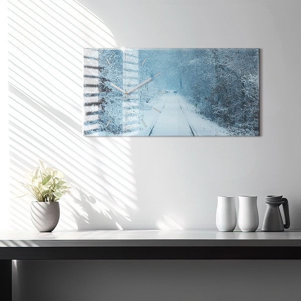 Glass wall clock rectangular Deer on the tracks