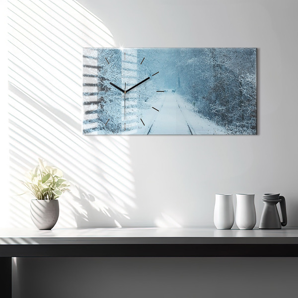 Glass wall clock rectangular Deer on the tracks