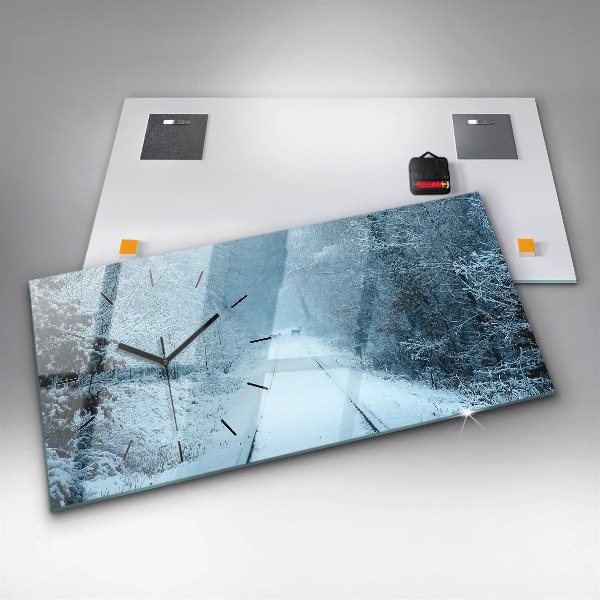 Glass wall clock rectangular Deer on the tracks