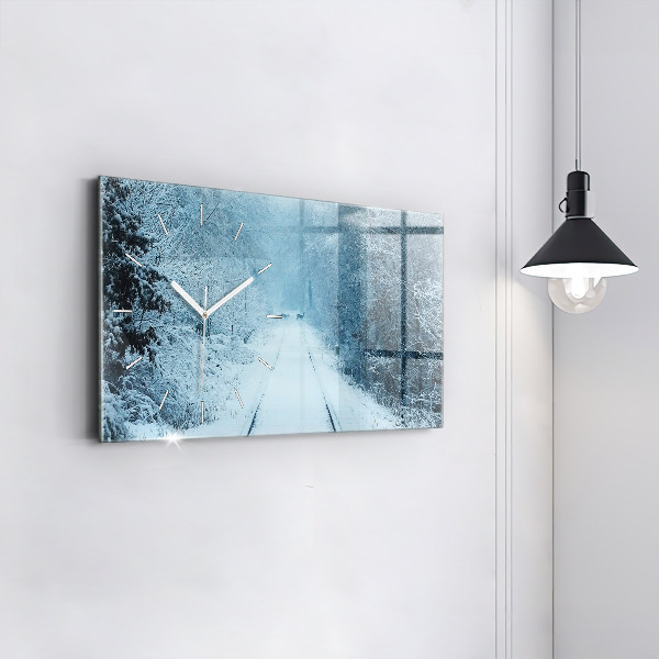 Glass wall clock rectangular Deer on the tracks