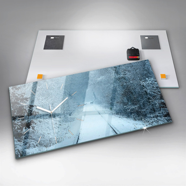 Glass wall clock rectangular Deer on the tracks