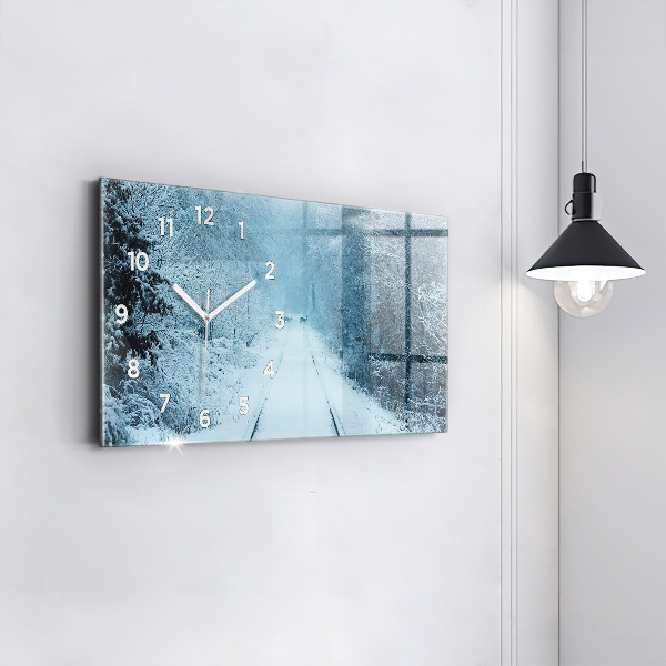 Glass wall clock rectangular Deer on the tracks
