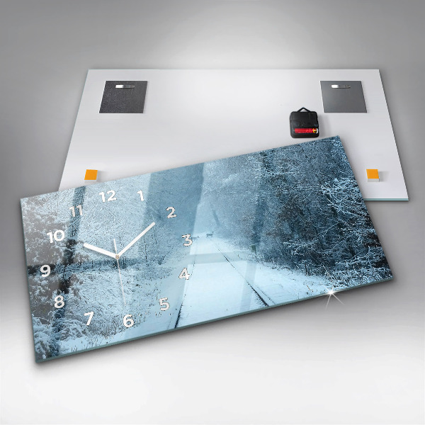 Glass wall clock rectangular Deer on the tracks