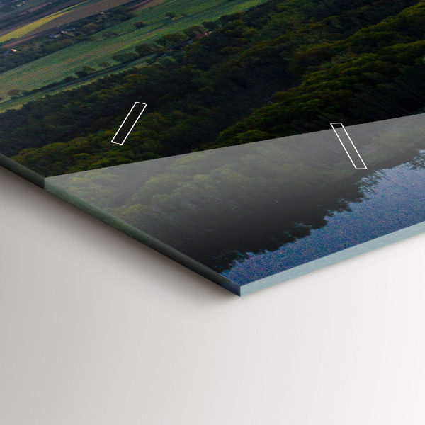 Glass wall clock rectangular Aerial View of the Lake