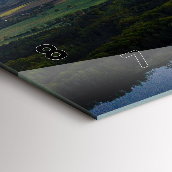 Glass wall clock rectangular Aerial View of the Lake