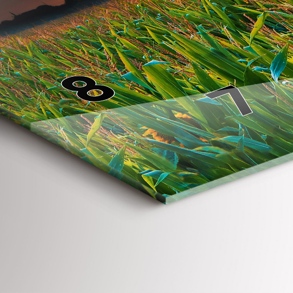 Glass wall clock rectangular Sunflowers in the meadow