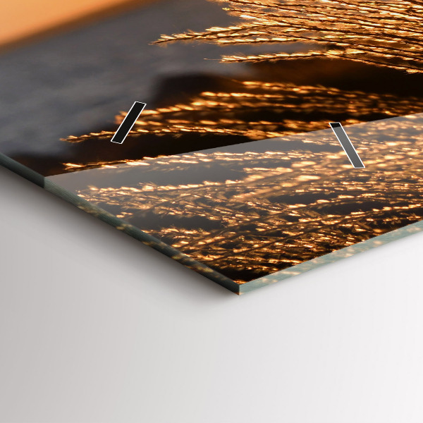 Glass wall clock rectangular Wheat In The Golden Hour