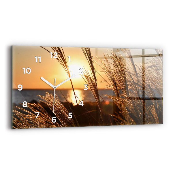 Glass wall clock rectangular Wheat In The Golden Hour