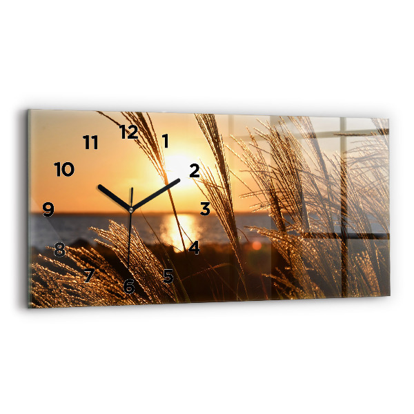 Glass wall clock rectangular Wheat In The Golden Hour