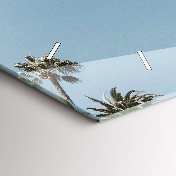 Glass wall clock rectangular Palm trees in Los Angeles