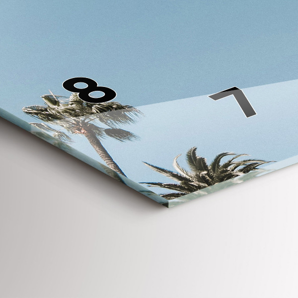 Glass wall clock rectangular Palm trees in Los Angeles