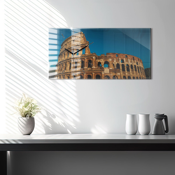 Glass wall clock rectangular The Colosseum in Italy