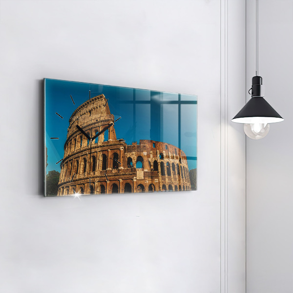 Glass wall clock rectangular The Colosseum in Italy