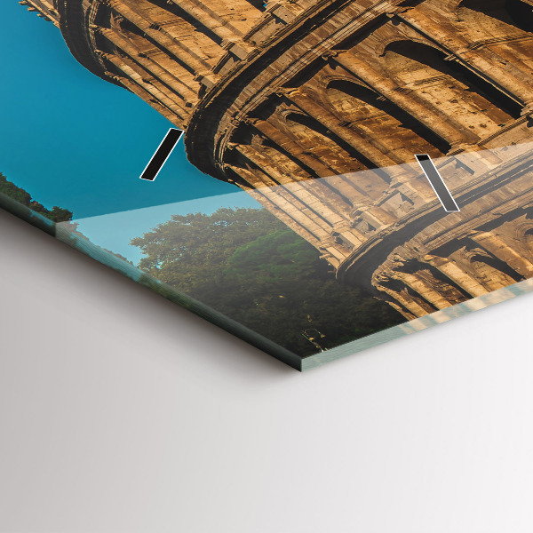 Glass wall clock rectangular The Colosseum in Italy