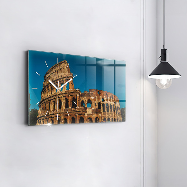 Glass wall clock rectangular The Colosseum in Italy