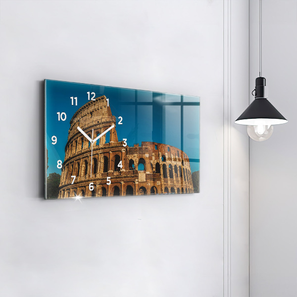 Glass wall clock rectangular The Colosseum in Italy