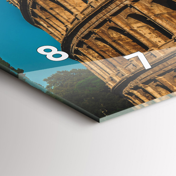 Glass wall clock rectangular The Colosseum in Italy