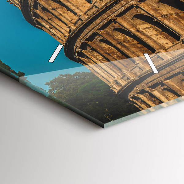 Glass wall clock rectangular The Colosseum in Italy
