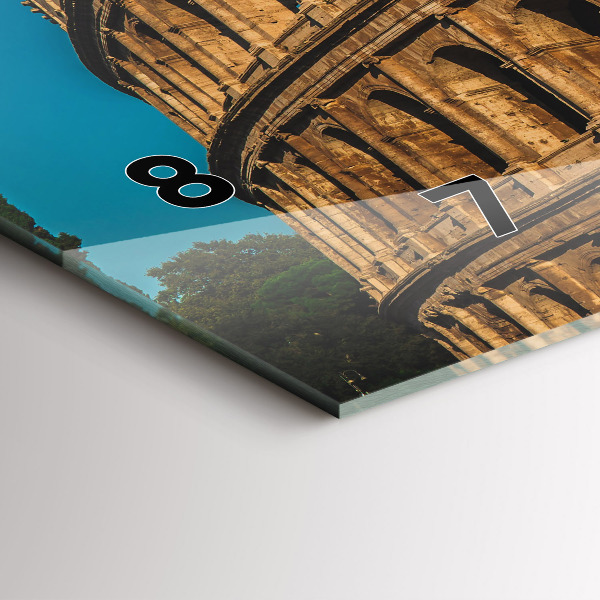Glass wall clock rectangular The Colosseum in Italy