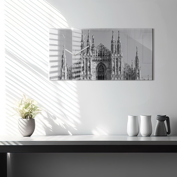 Glass wall clock rectangular Milan Cathedral