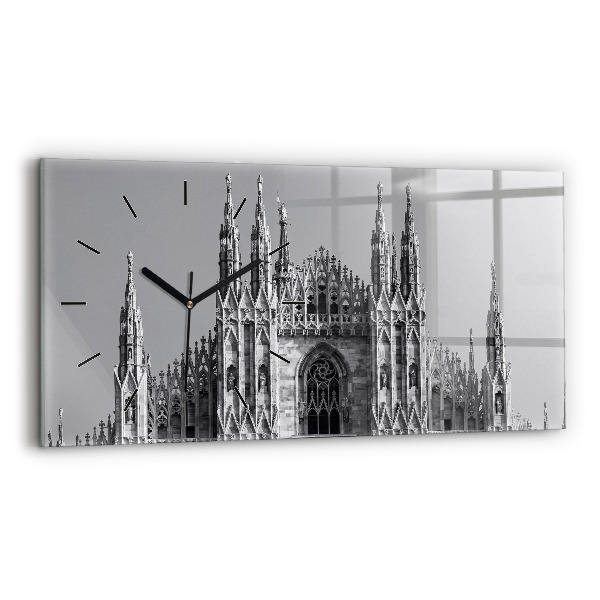 Glass wall clock rectangular Milan Cathedral