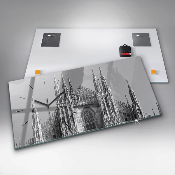 Glass wall clock rectangular Milan Cathedral