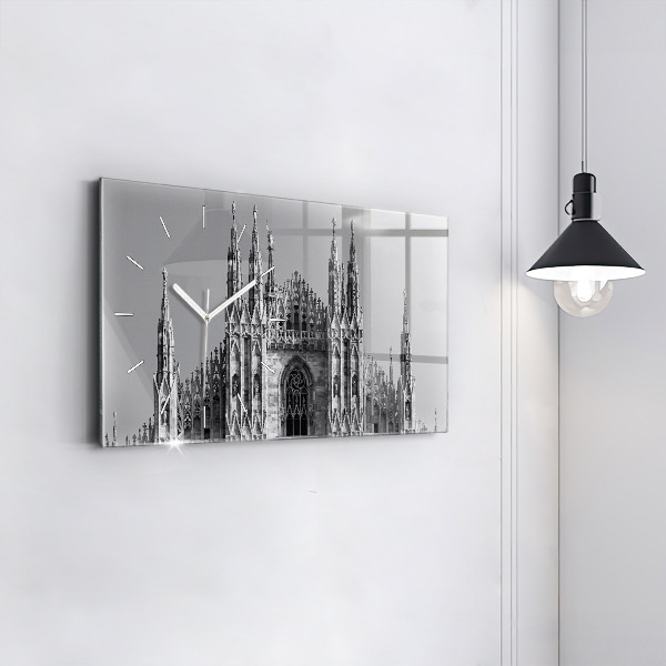 Glass wall clock rectangular Milan Cathedral