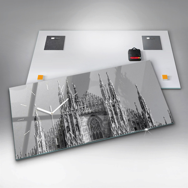 Glass wall clock rectangular Milan Cathedral