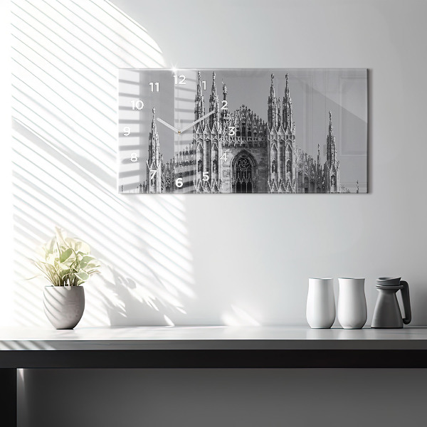 Glass wall clock rectangular Milan Cathedral