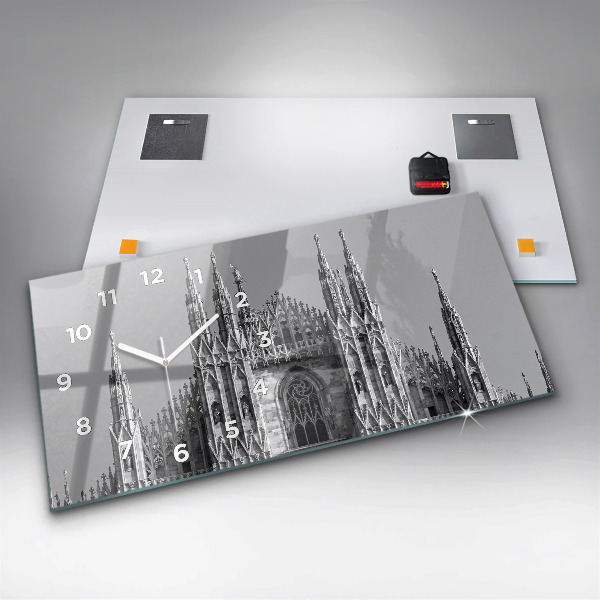Glass wall clock rectangular Milan Cathedral