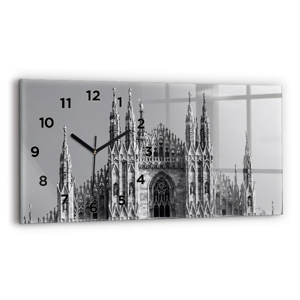 Glass wall clock rectangular Milan Cathedral