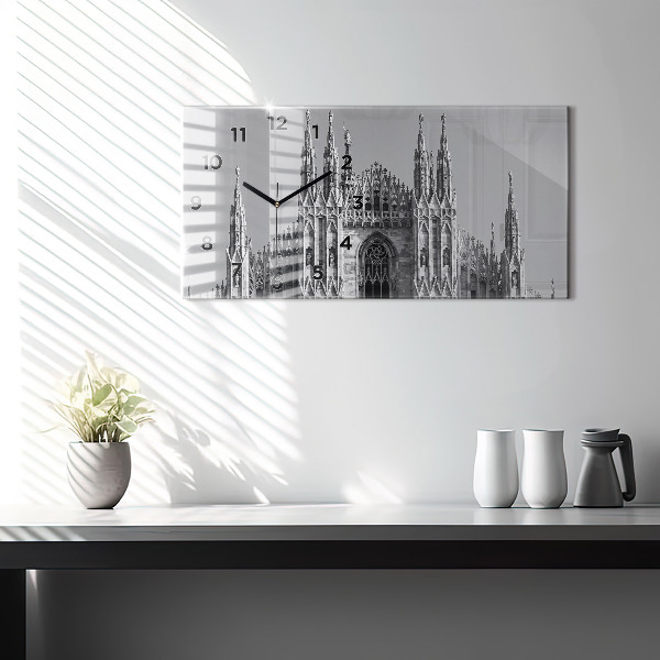 Glass wall clock rectangular Milan Cathedral