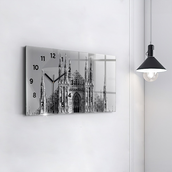 Glass wall clock rectangular Milan Cathedral