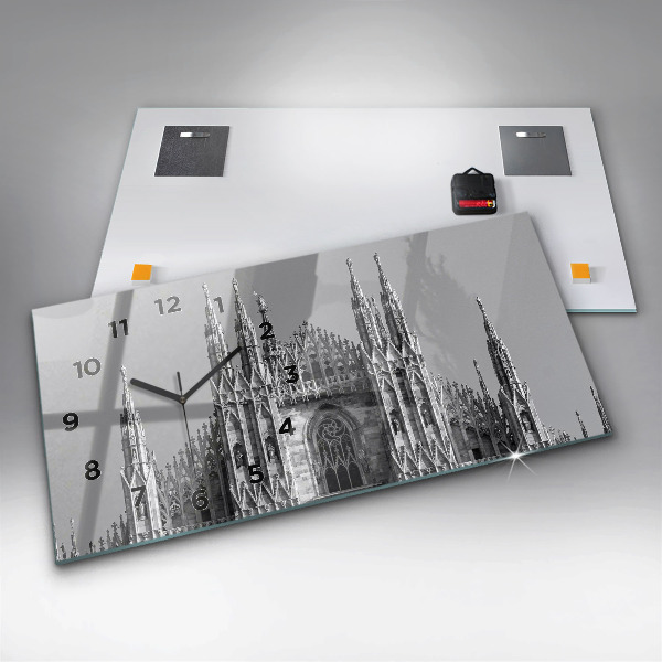 Glass wall clock rectangular Milan Cathedral