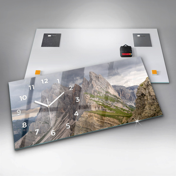 Glass wall clock rectangular Rocky Mountains